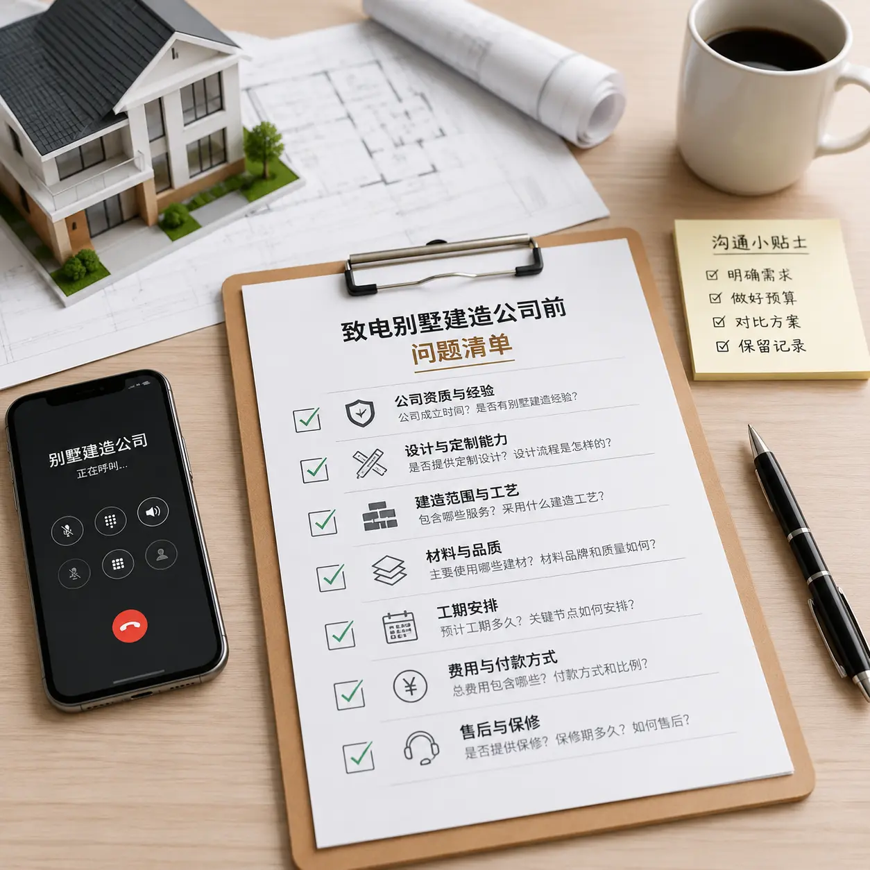 在瓮安拨打别墅建造公司电话前的准备工作